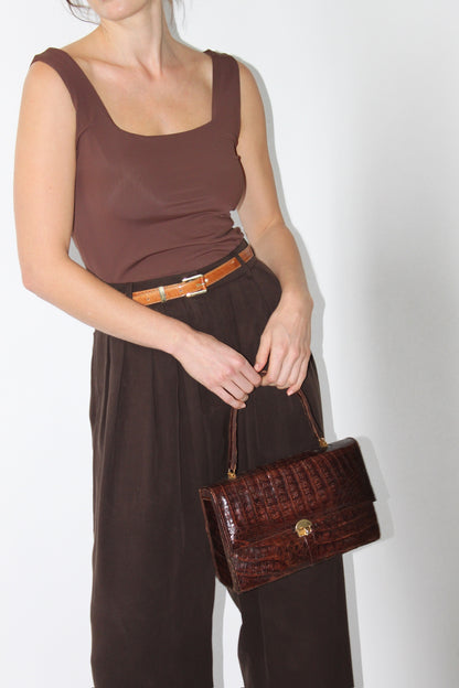 Vintage Alligator Leather Hand Bag