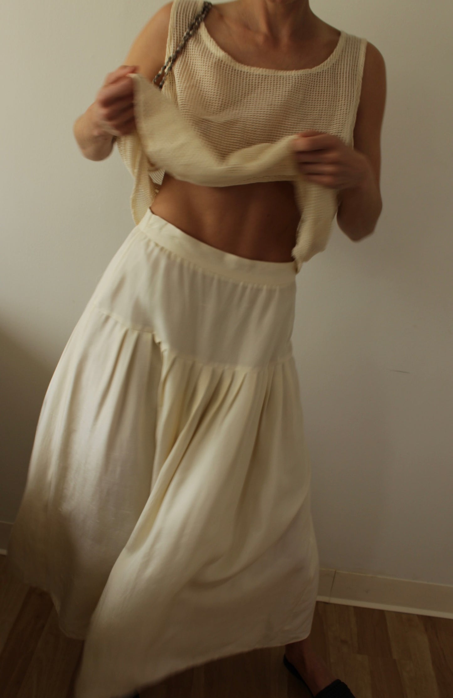 Incredible Vintage Drop Waist Silk Skirt