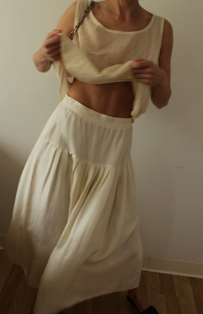 Incredible Vintage Drop Waist Silk Skirt