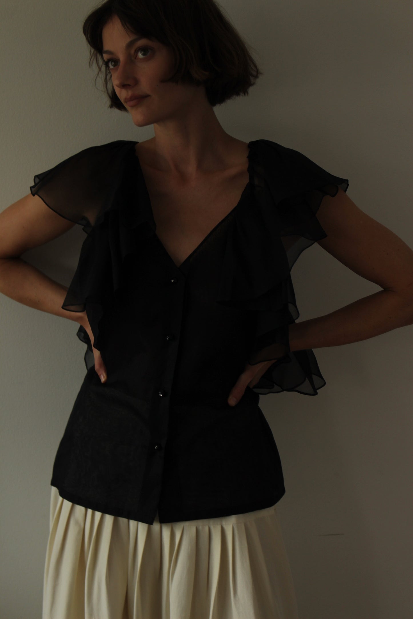 Gorgeous Vintage Ruffled Silk Organza Top