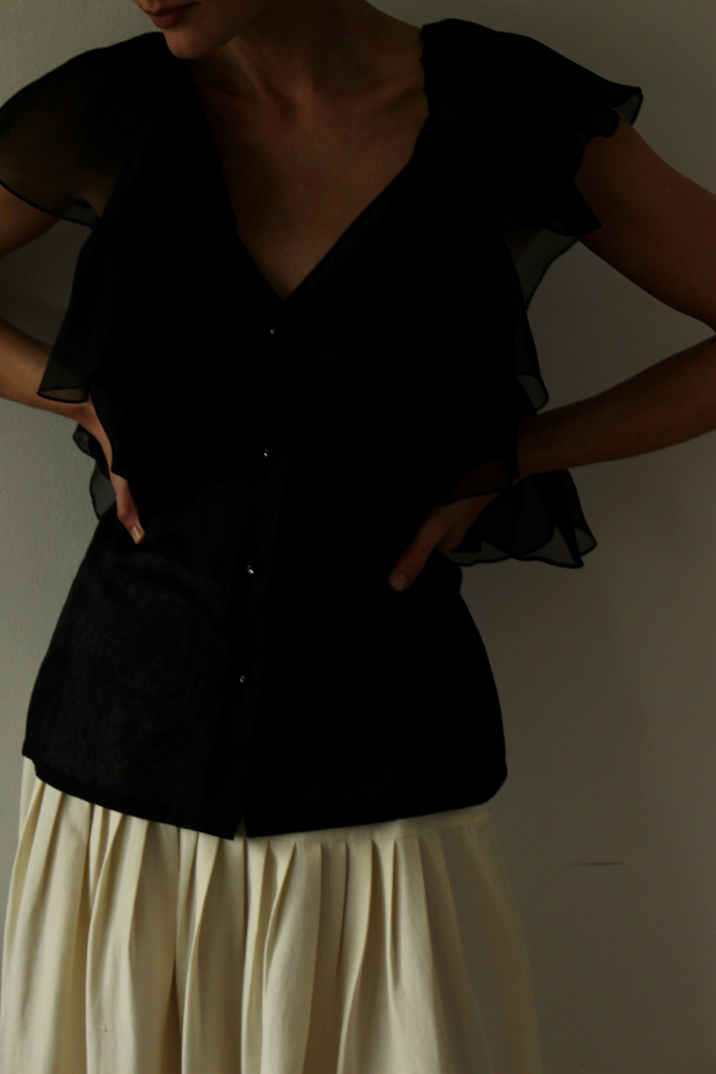 Gorgeous Vintage Ruffled Silk Organza Top