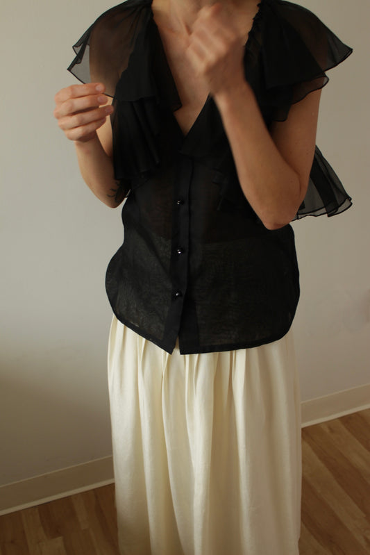 Gorgeous Vintage Ruffled Silk Organza Top