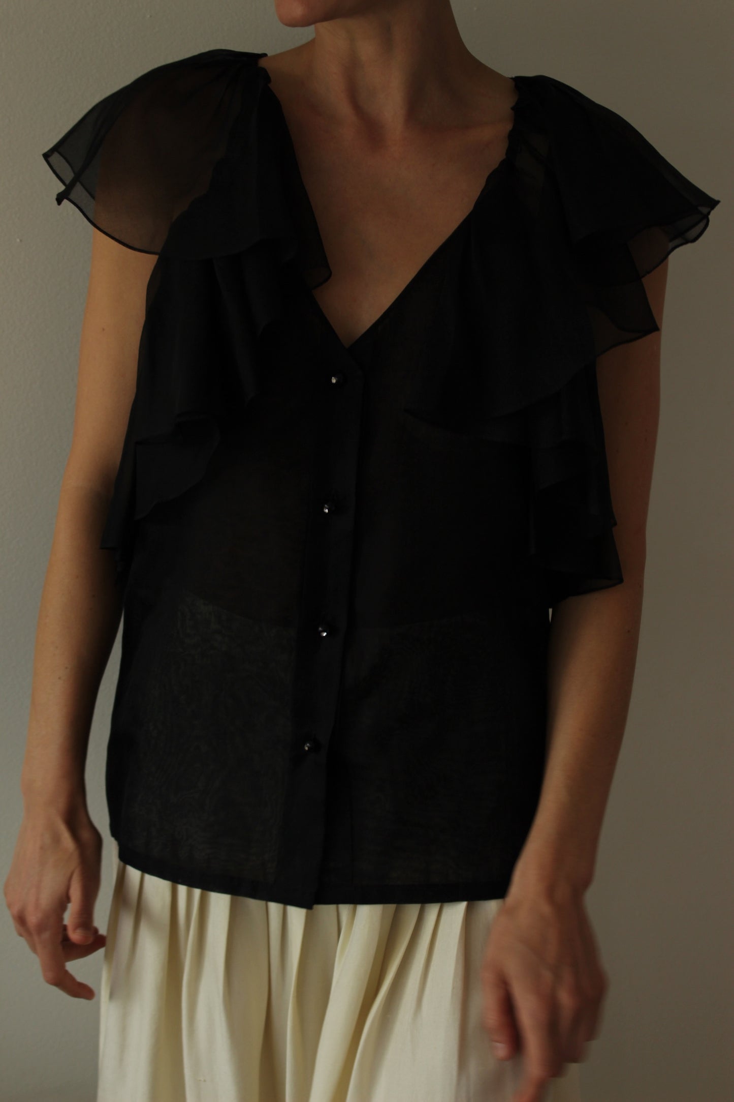 Gorgeous Vintage Ruffled Silk Organza Top