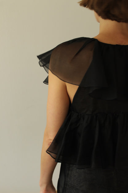 Gorgeous Vintage Ruffled Silk Organza Top