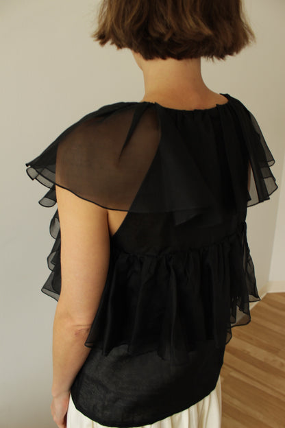 Gorgeous Vintage Ruffled Silk Organza Top