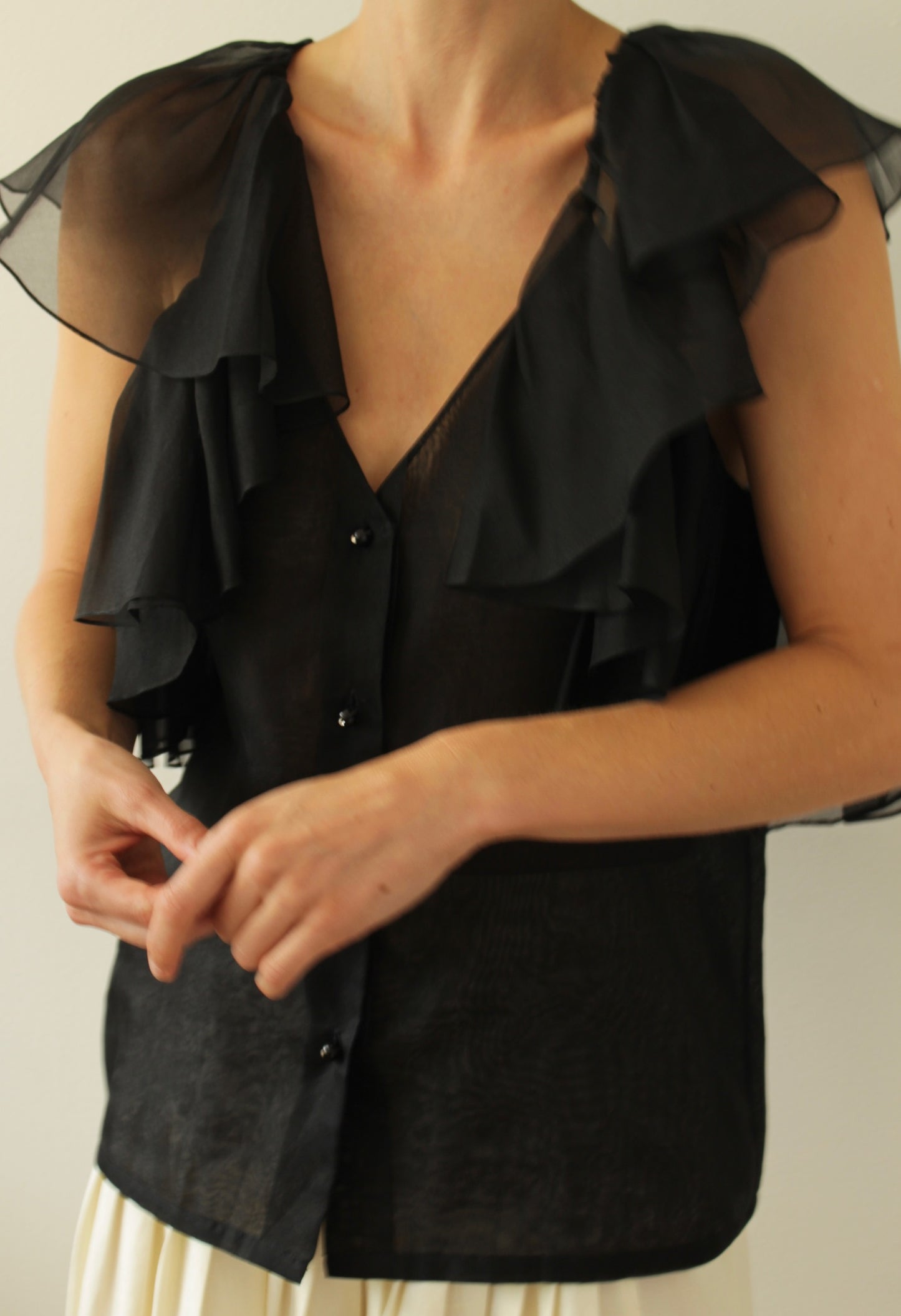 Gorgeous Vintage Ruffled Silk Organza Top