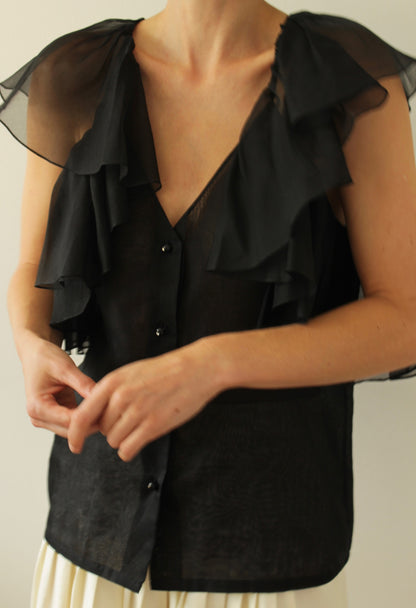 Gorgeous Vintage Ruffled Silk Organza Top