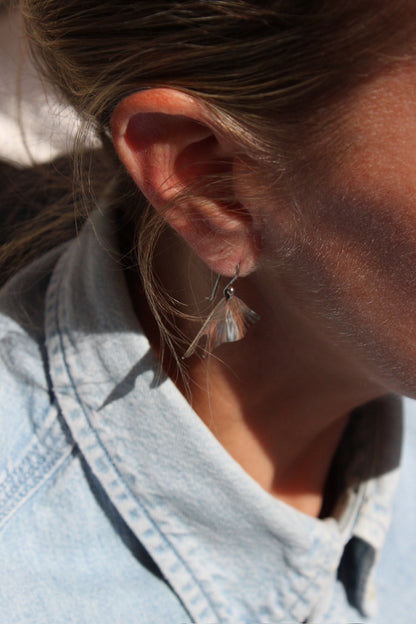 Vintage Sterling Silver Ginkgo Leaf Earrings