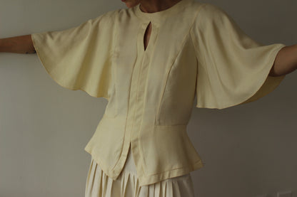 Incredible Vintage Buttercream Silk Blouse