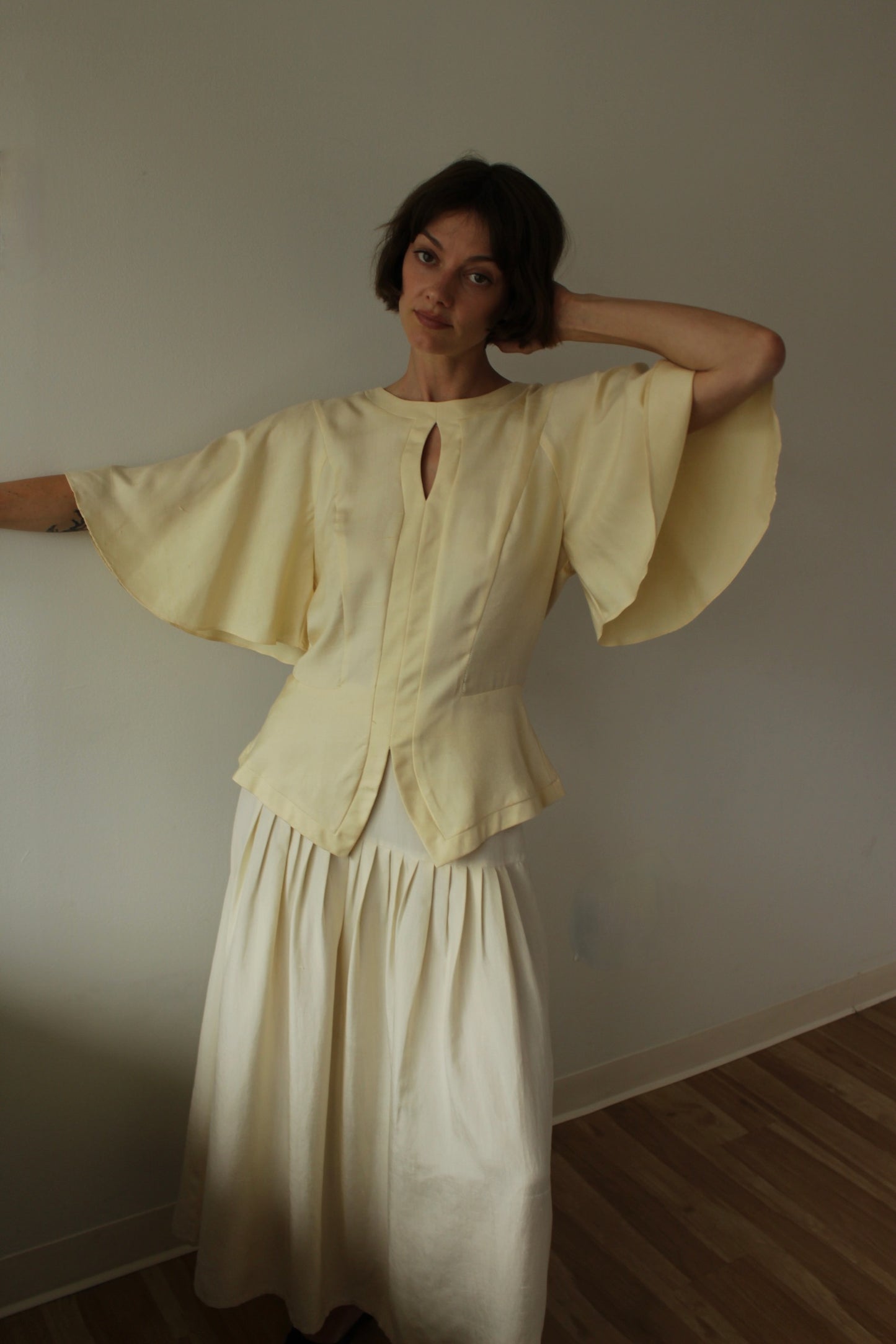 Incredible Vintage Buttercream Silk Blouse