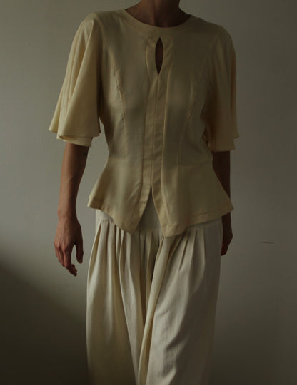 Incredible Vintage Buttercream Silk Blouse