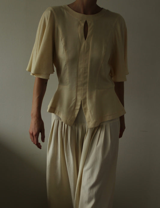 Incredible Vintage Buttercream Silk Blouse