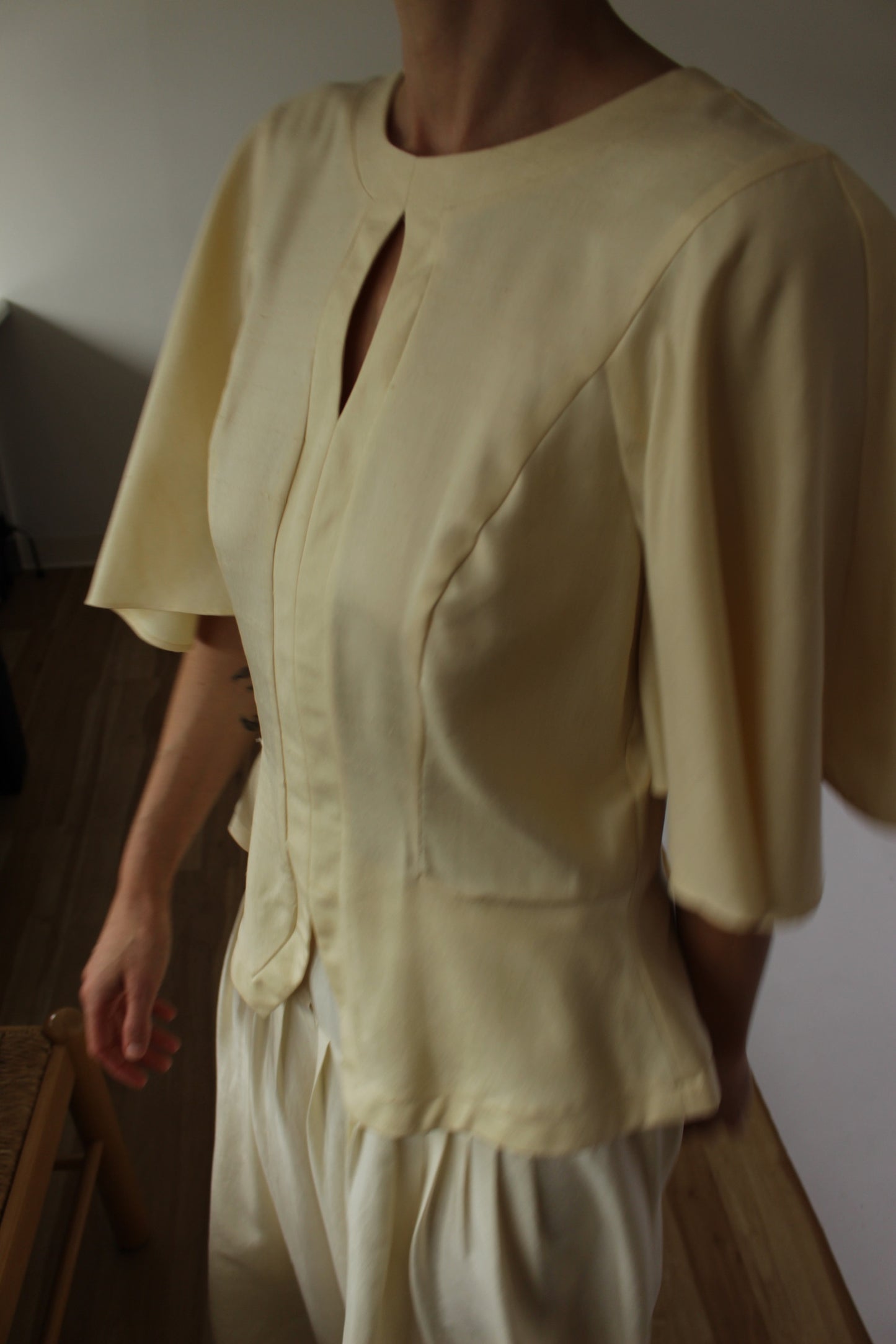 Incredible Vintage Buttercream Silk Blouse