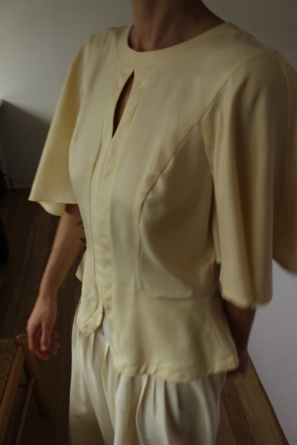 Incredible Vintage Buttercream Silk Blouse