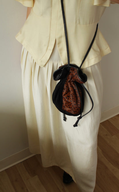 Vintage Suede & Printed Calf Hair Bucket Bag