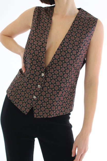 Vintage Medallion Printed Silk Vest