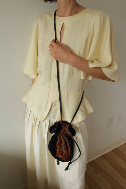 Vintage Suede & Printed Calf Hair Bucket Bag