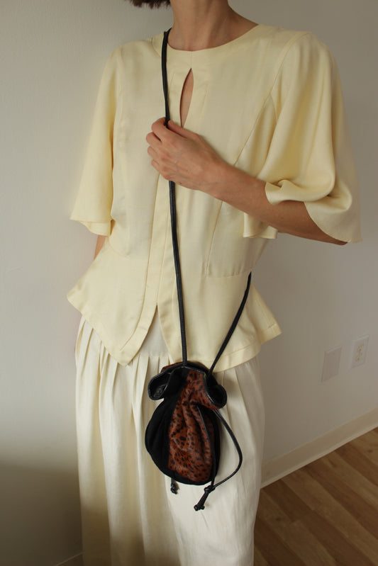 Vintage Suede & Printed Calf Hair Bucket Bag