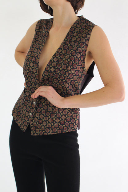 Vintage Medallion Printed Silk Vest