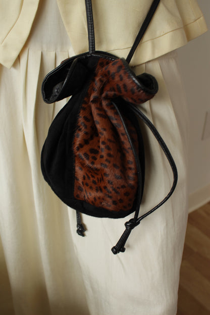 Vintage Suede & Printed Calf Hair Bucket Bag