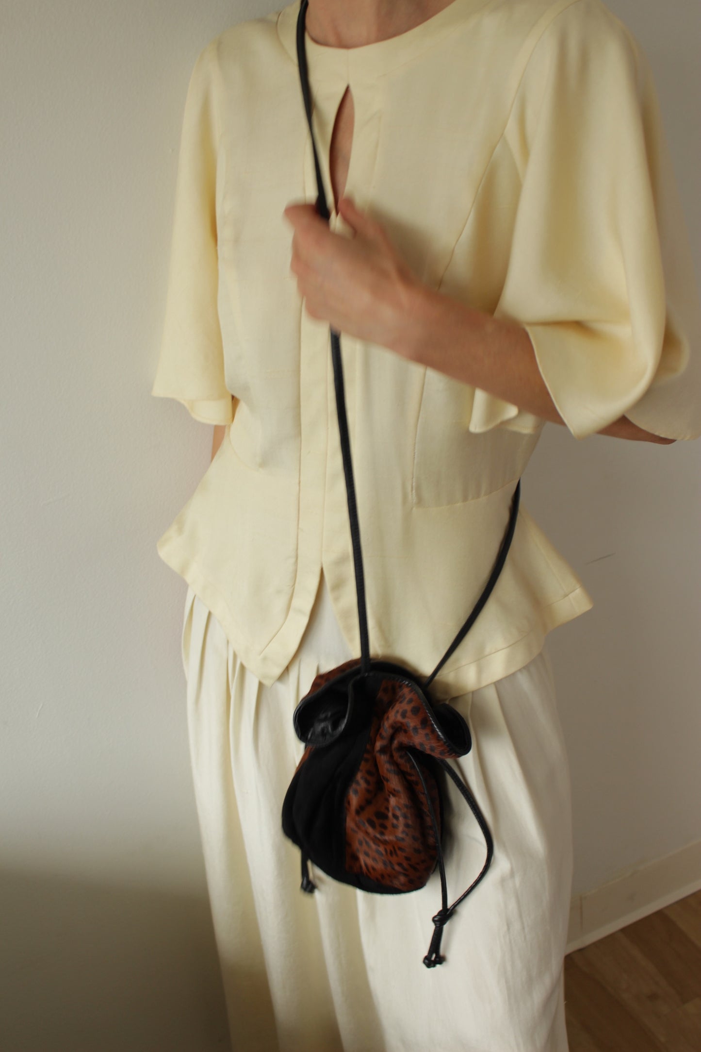 Vintage Suede & Printed Calf Hair Bucket Bag