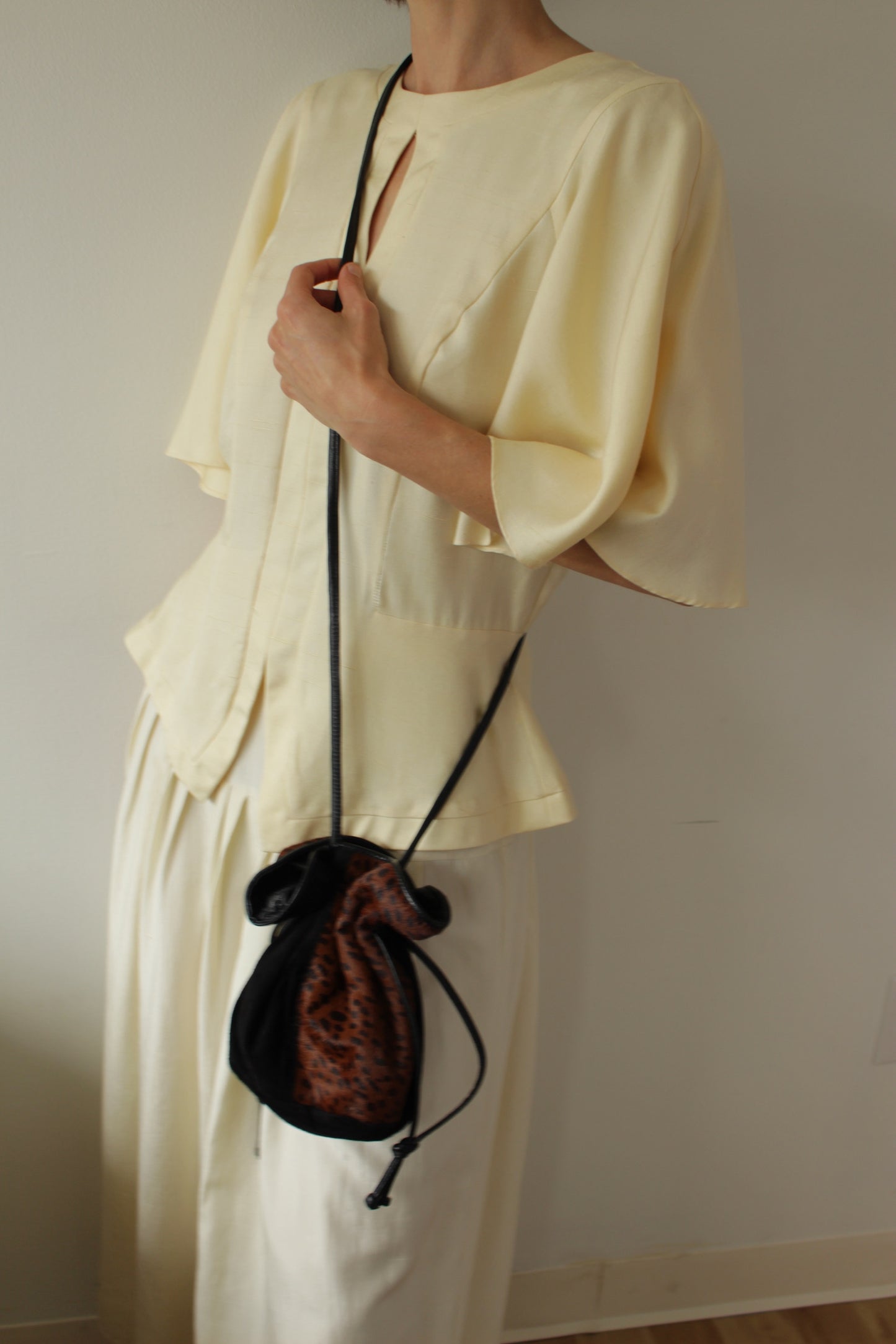 Vintage Suede & Printed Calf Hair Bucket Bag