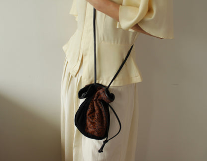 Vintage Suede & Printed Calf Hair Bucket Bag