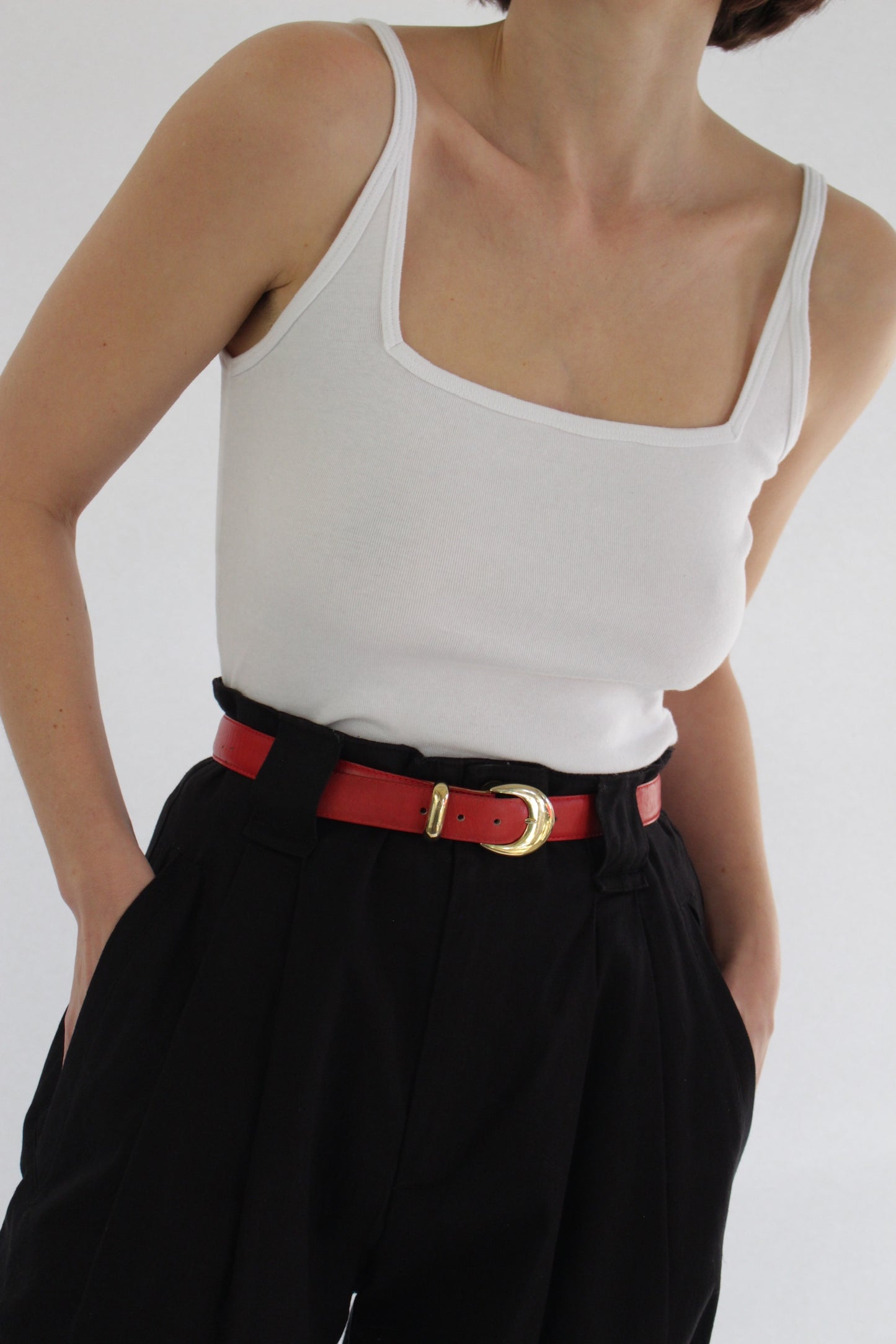 Beautiful Vintage Cherry Red Leather Belt