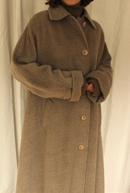 Vintage Italian Dusty Cocoa Long Alpaca Coat