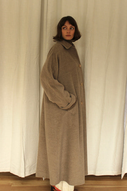 Vintage Italian Dusty Cocoa Long Alpaca Coat