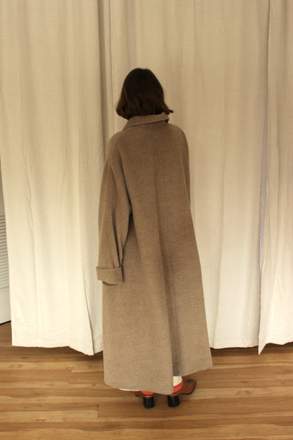 Vintage Italian Dusty Cocoa Long Alpaca Coat