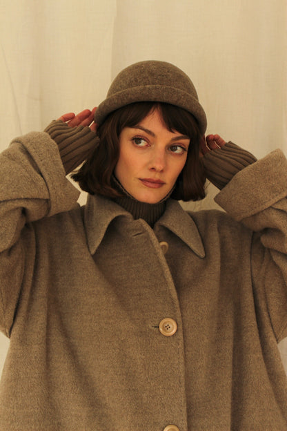 Vintage Heather Brown Felt Wool Rolled Brim Hat