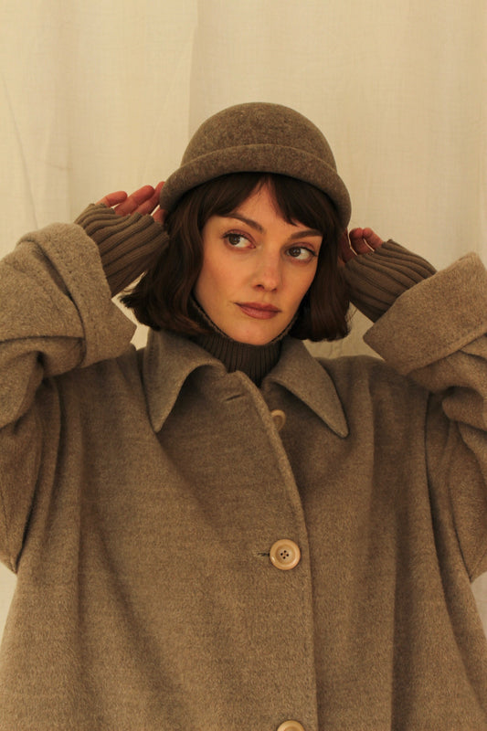 Vintage Heather Brown Felt Wool Rolled Brim Hat