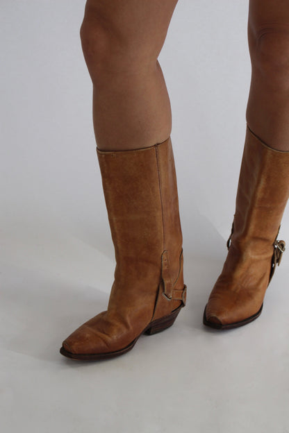 Very Favorite Vintage Cognac Leather Cowboy Boots