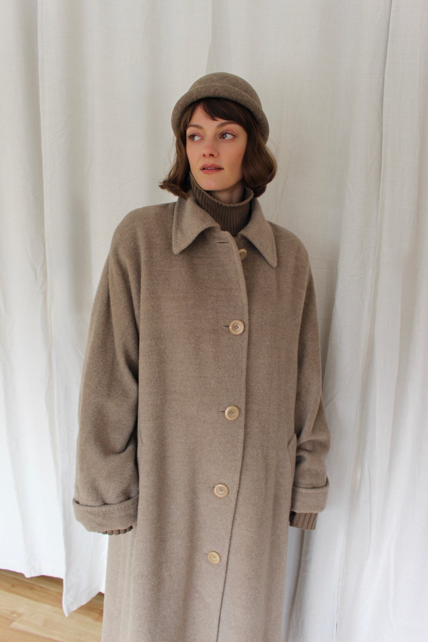 Vintage Heather Brown Felt Wool Rolled Brim Hat