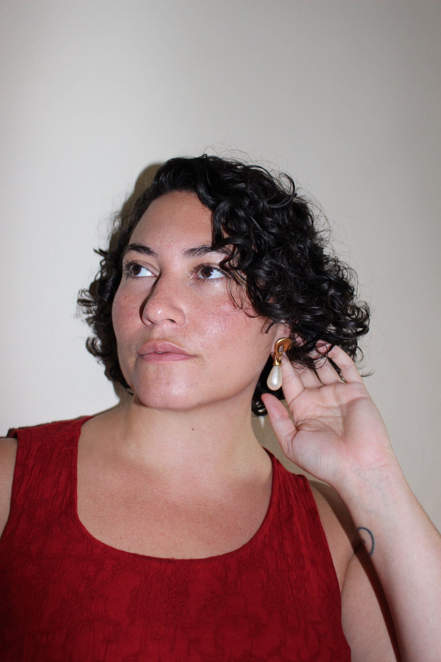 Statement Vintage Brushed Gold & Faux Pearl Earrings