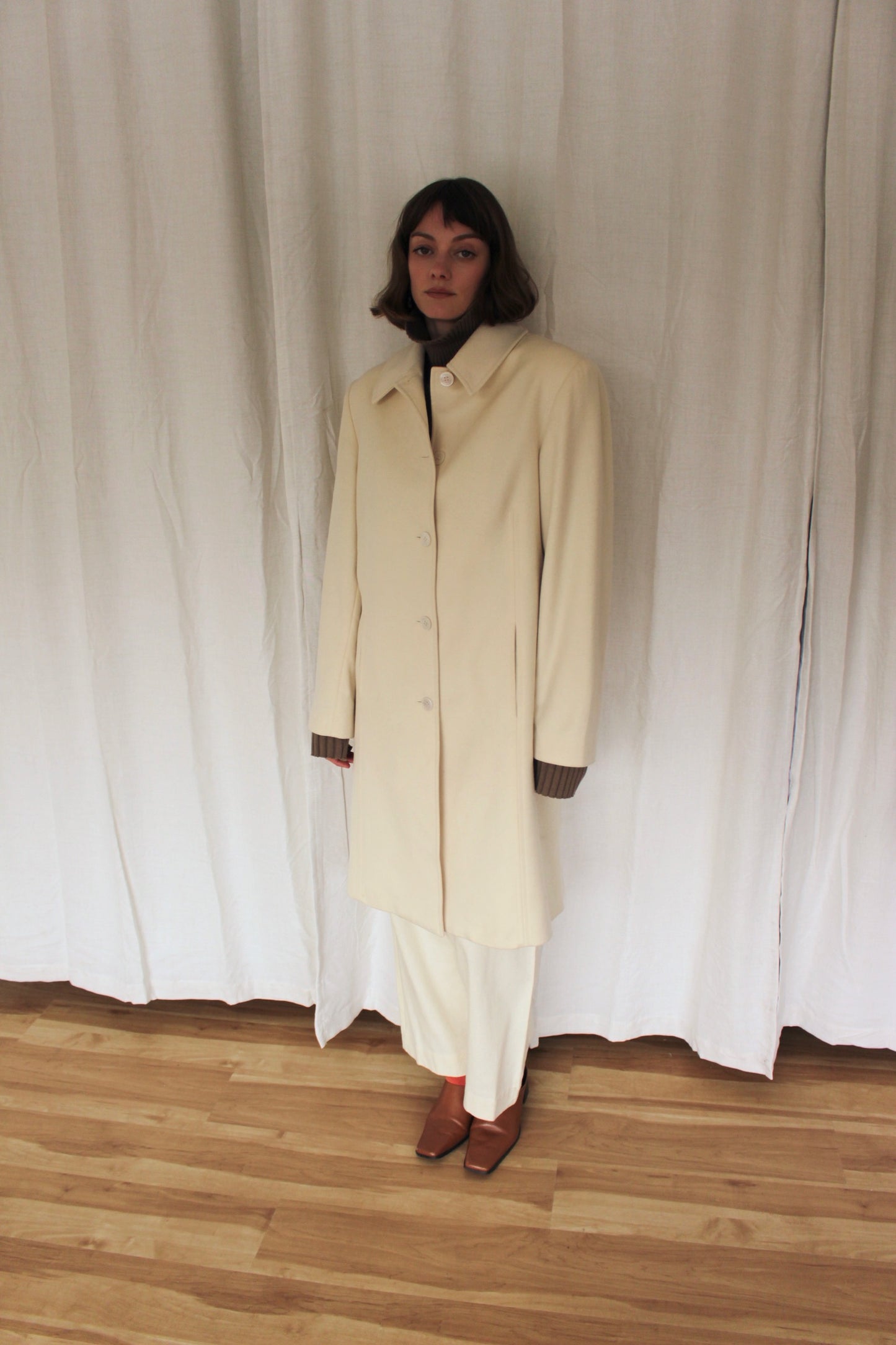 Vintage Cream Pure Cashmere Coat