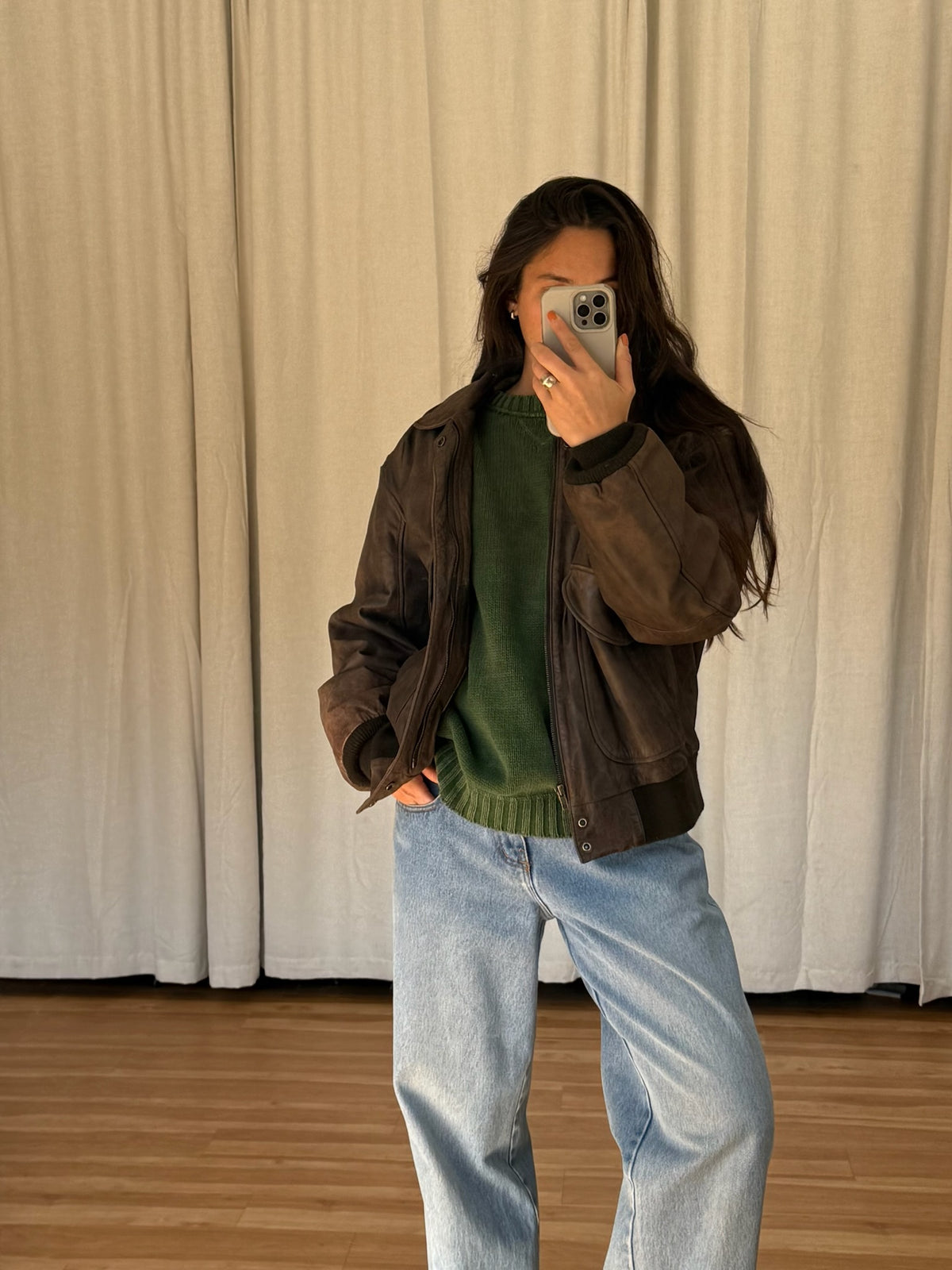 Vintage Faded Espresso Leather Bomber