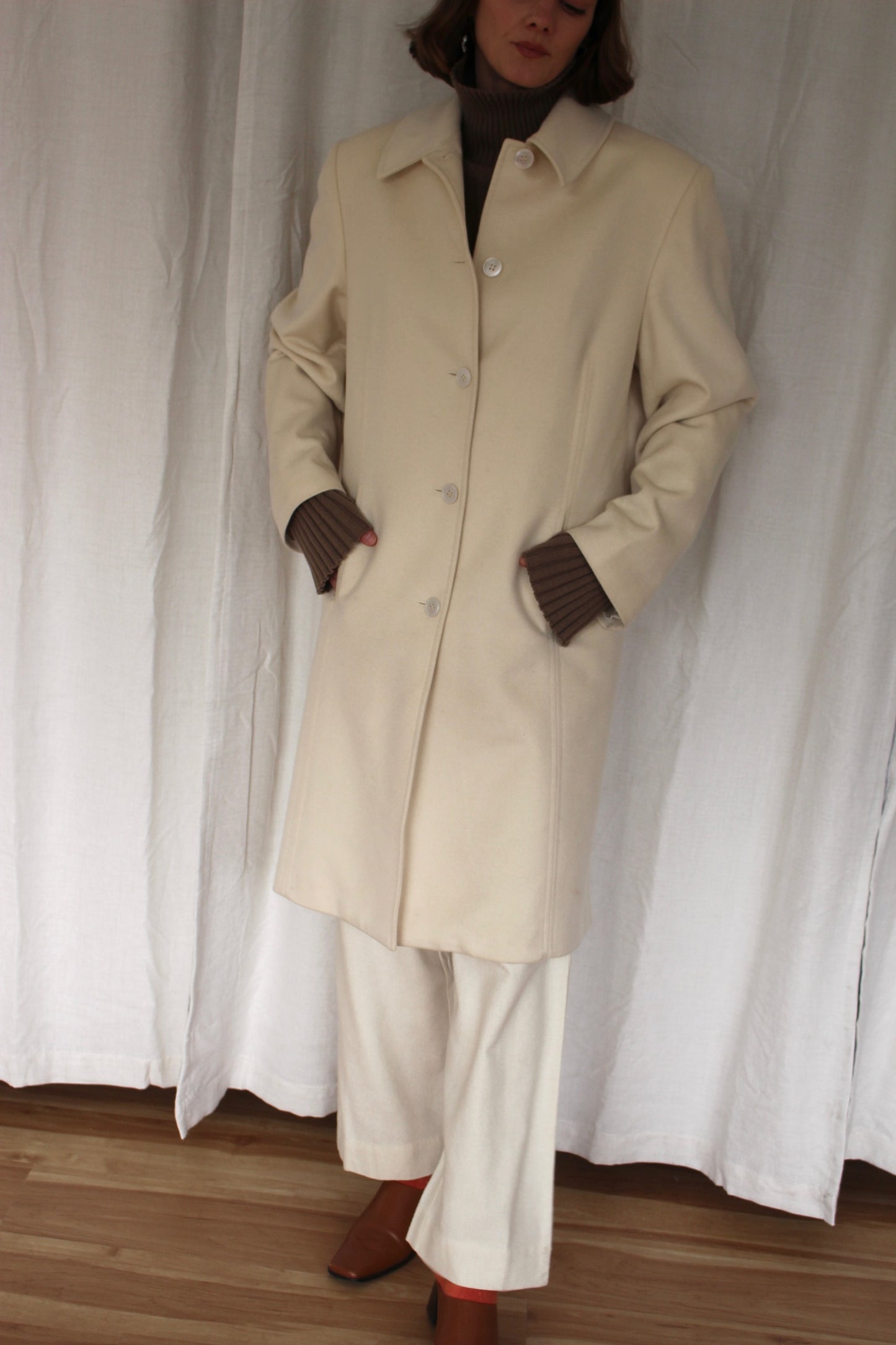 Vintage Cream Pure Cashmere Coat