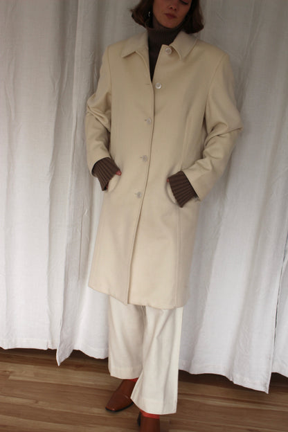 Vintage Cream Pure Cashmere Coat