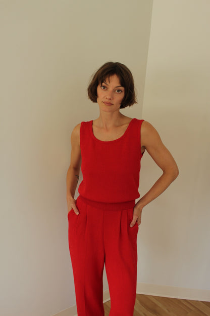 Vintage St. John Cardinal Knit Pant Set