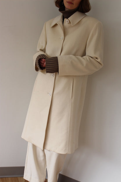 Vintage Cream Pure Cashmere Coat