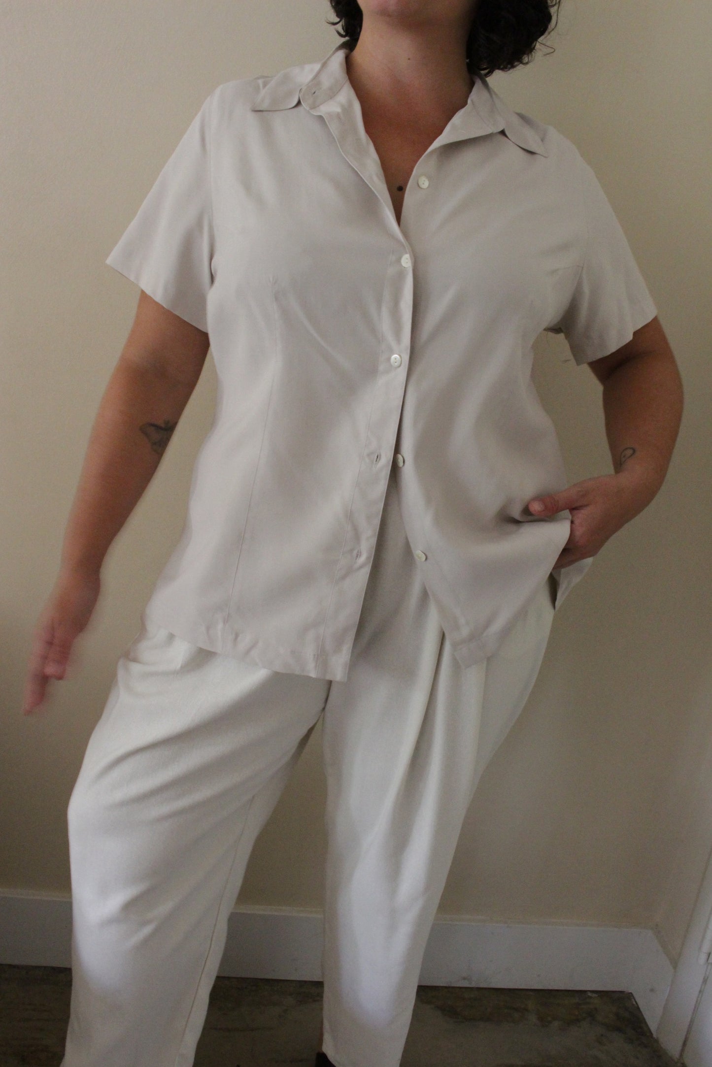 Vintage Ecru Silk Blouse