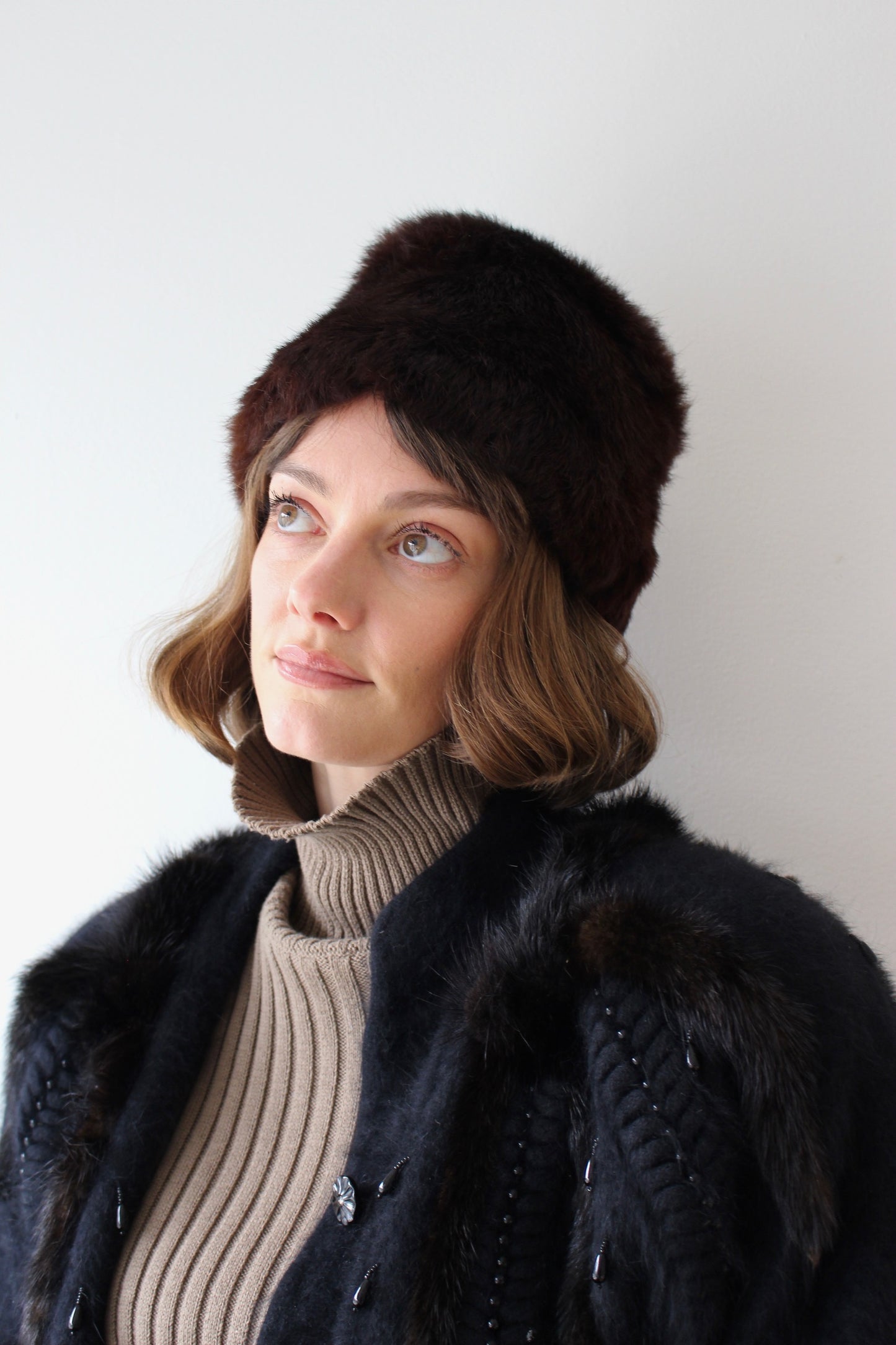 Vintage Rich Cocoa Fur Tall Hat