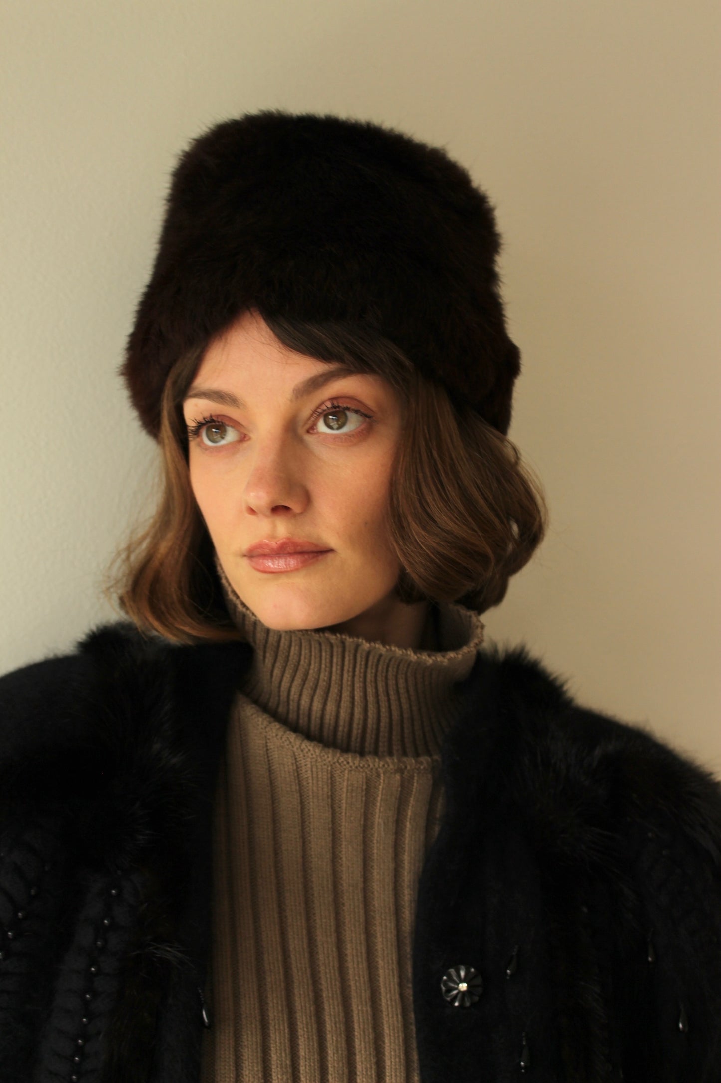 Vintage Rich Cocoa Fur Tall Hat