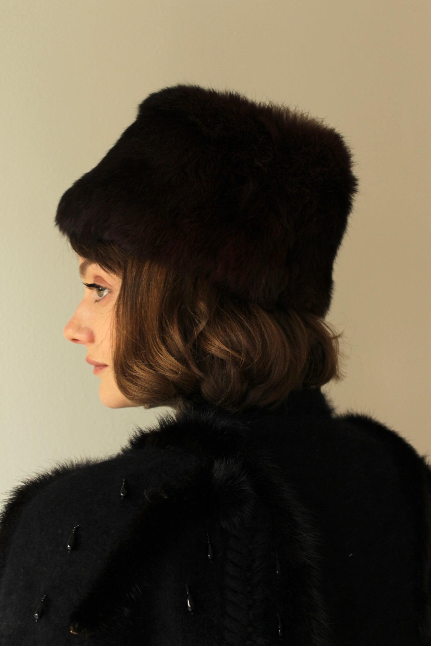 Vintage Rich Cocoa Fur Tall Hat