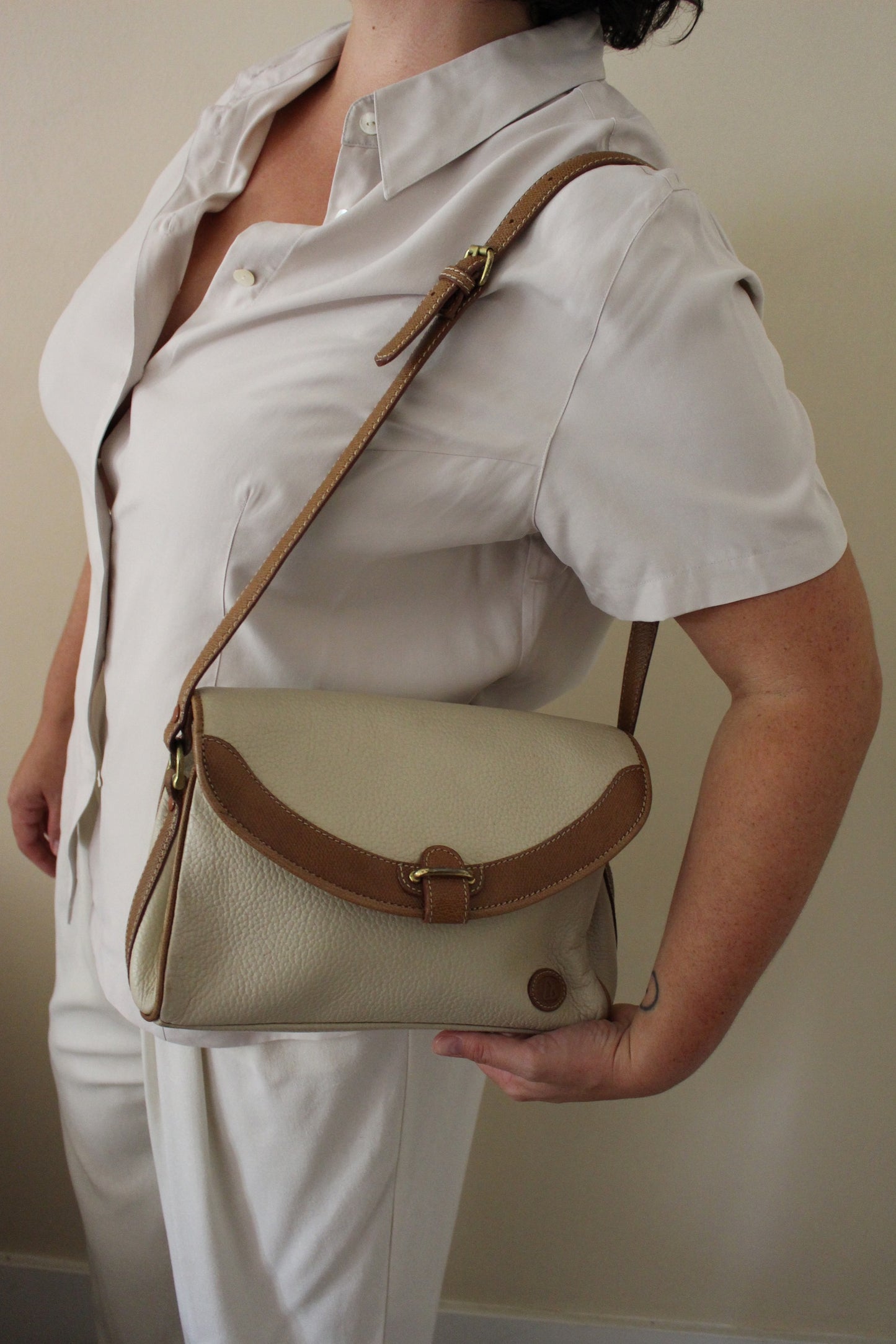 Vintage Two-Toned Pebbled Leather Bag