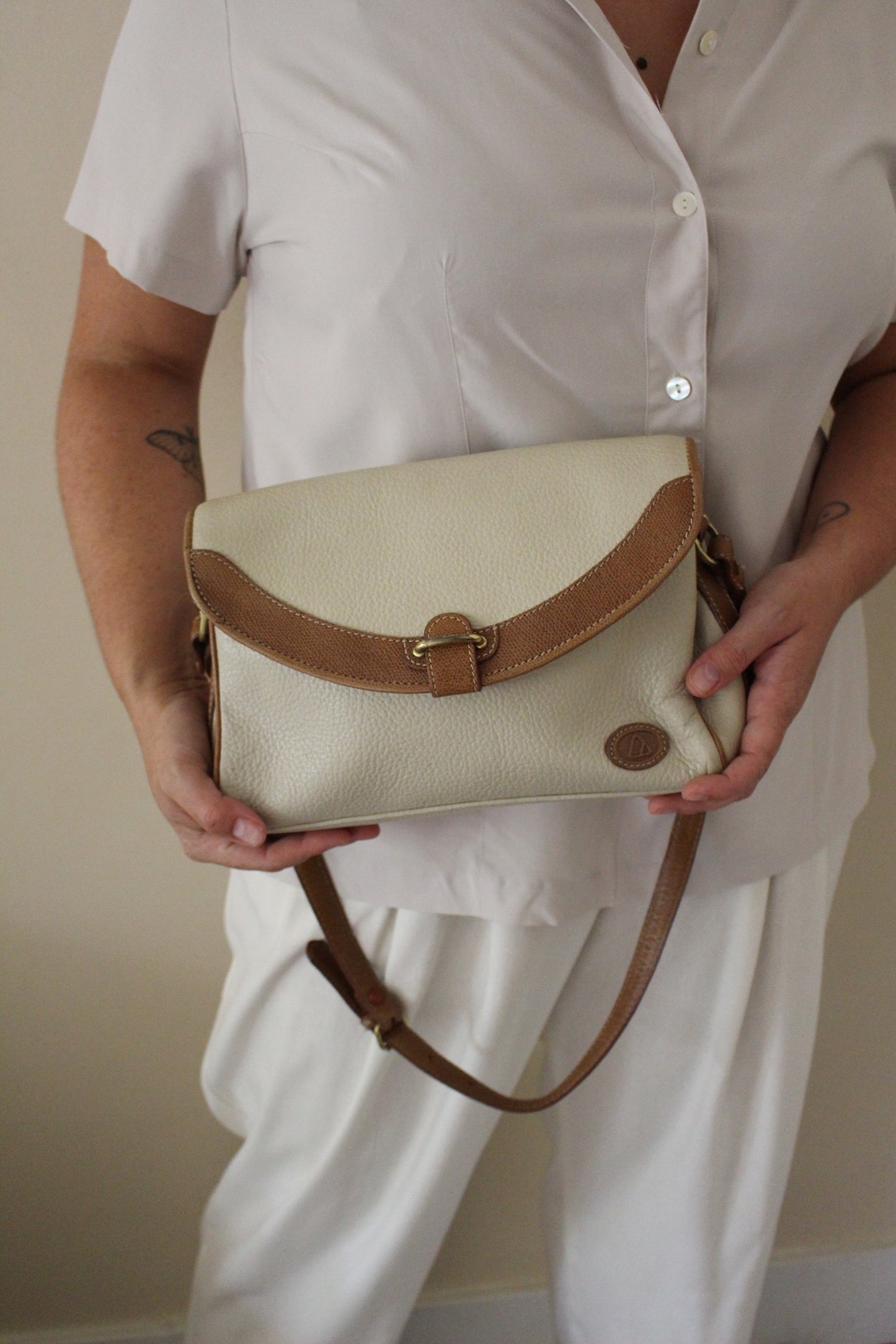 Vintage Two-Toned Pebbled Leather Bag
