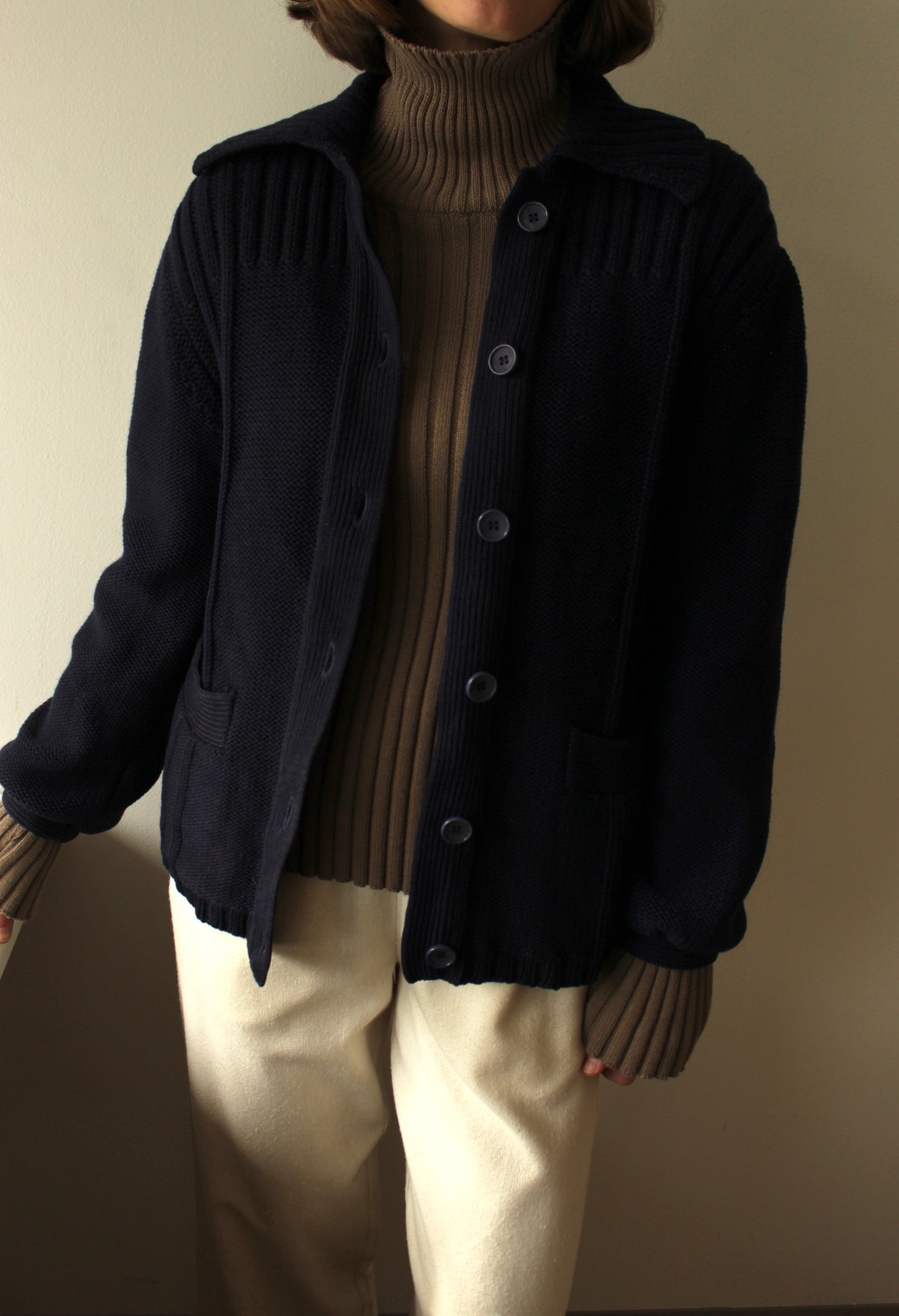 Vintage Jaegar Navy Wool Cardigan