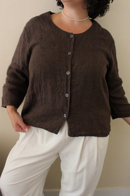 FLAX Cocoa Woven Linen Top